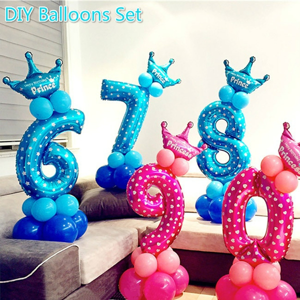 Balloons 32” Foil Number Balloons Blue/ Pink for Birthdays Anniversaries 