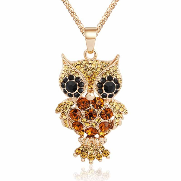 Orange Owl Pendant Necklace With Chain Costume Jewellery Women's Ladies Necklace Orange Owl Pendant Necklace With Chain Costume Jewellery Women's Ladies Necklace