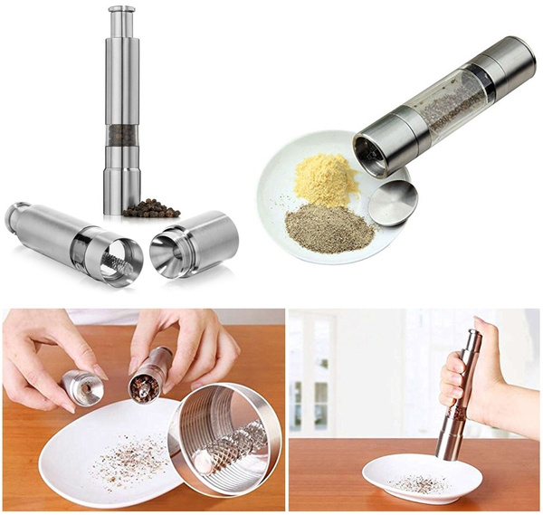 Manual Salt And Pepper Grinder Thumb Push Pepper Mill Stainless