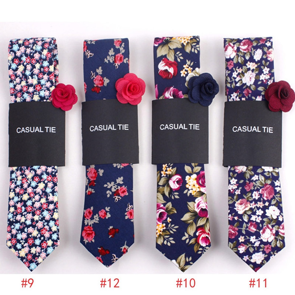 Floral Print Skinny Neckties for Men, Cotton, Width 2.5, Length 58 (skinny), DAZI Blueberry Bliss Floral Ties