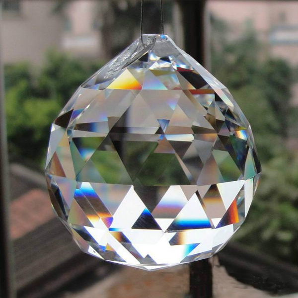 Feng Shui Faceted Prism Pendant 68mm Glass Sun Catcher Chandelier Hanging Decor 