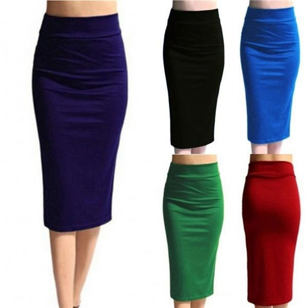 Women Office Skirt High Waist Slim Hip Pencil Skirts Long Skirts ...
