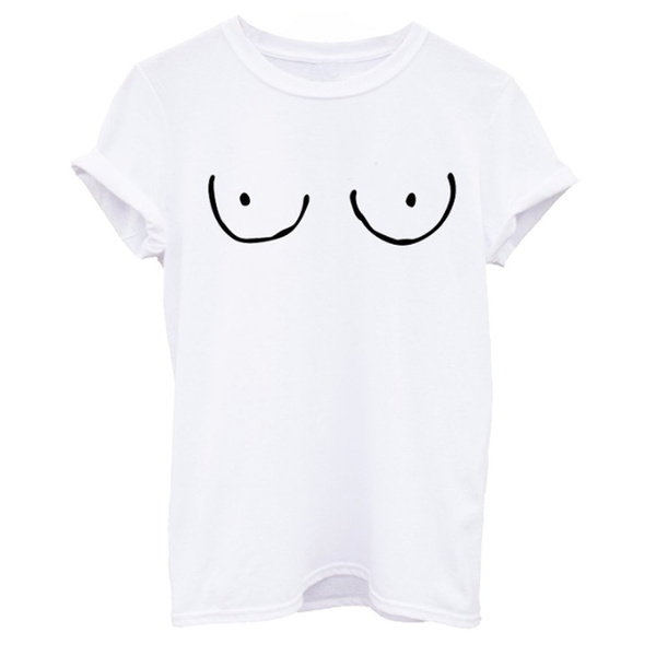 Womens Tit Breast Printed Sexy Tee Shirt Boob Harajuku Tshirt