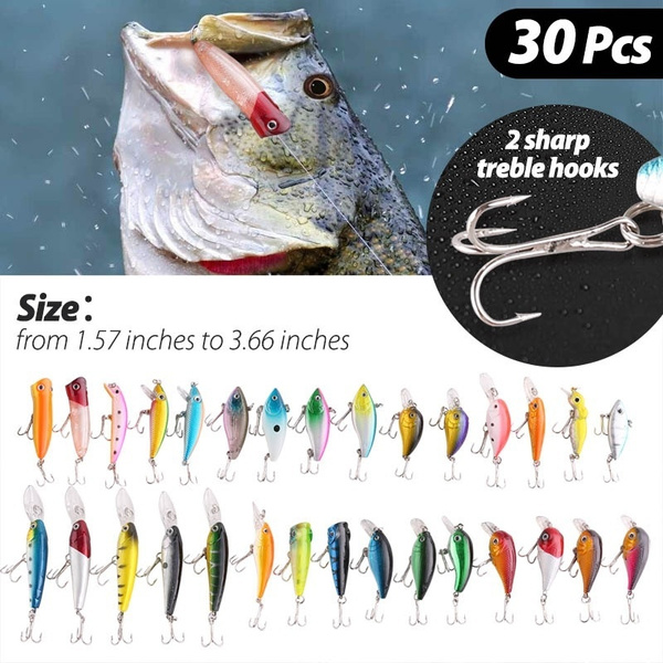 LotFancy Fishing Lures Crankbaits with Treble Hook Topwater Baits