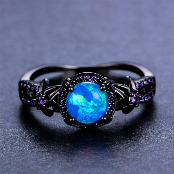 Blue opal and hot sale amethyst ring