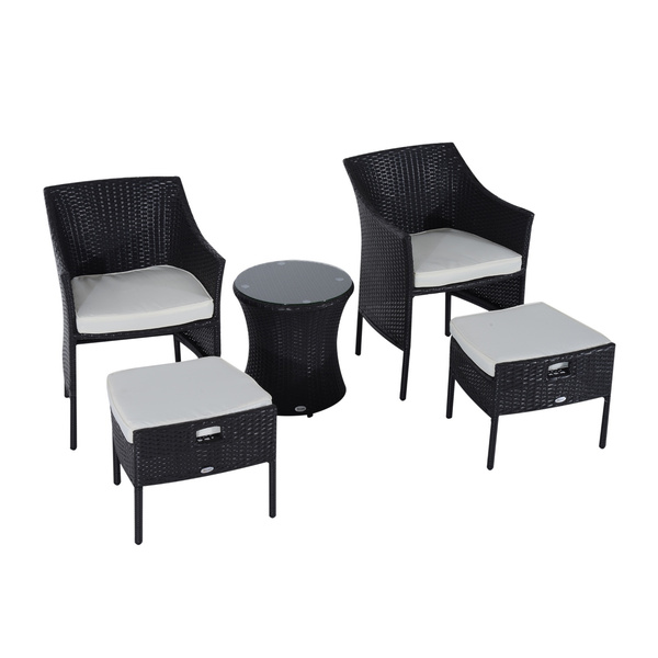 Black Patio Chair With Nesting Ottoman - Patio Furniture