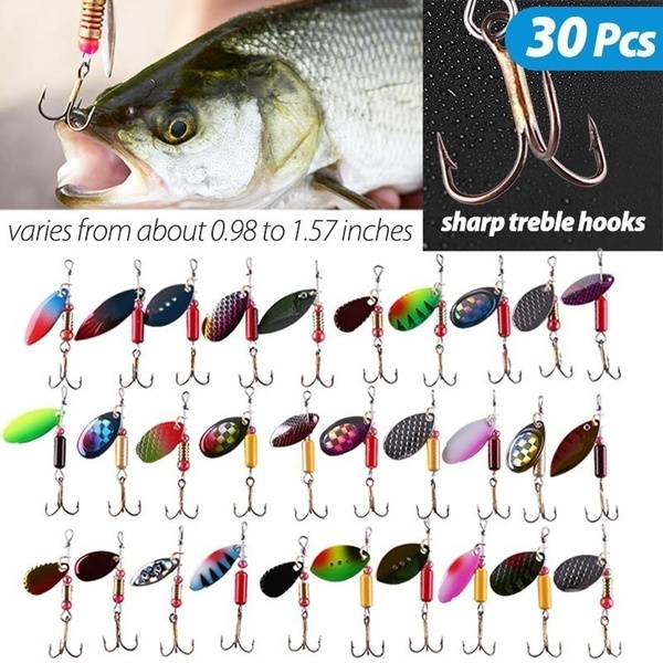 LotFancy 30PCS Fishing Lures Spinnerbait for Bass Trout Walleye Salmon  Assorted Metal Hard Lures Inline Spinner Baits