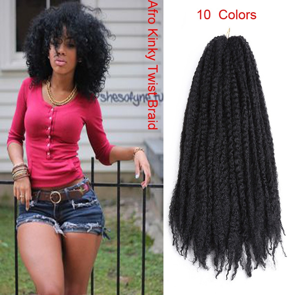 18inch Afro Kinky Twist Braid Curly Synthetic Hair kinky twist crochet  Synthetic Braiding Hair box braids hair