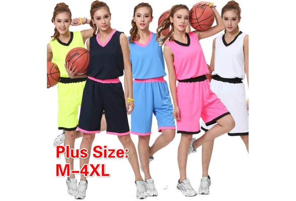 Womens Basketball Jersey Set Short Girl Double-sided Sportwear Basketball  Training Suit Quick Dry M-4XL/5Colors