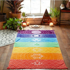  70cm*150cm Rainbow Stripes Scarf Bohemia Wall Hanging India Mandala Blanket 7 Chakra Colored Tapestry Summer Boho Beach Towel Yoga Mat