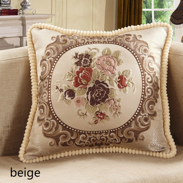 Embroidery Chenille Pillow Case European Jacquard Cushion Cover Sofa Decor 