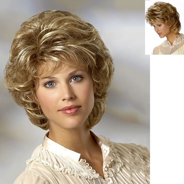 Short curly wavy clearance wigs