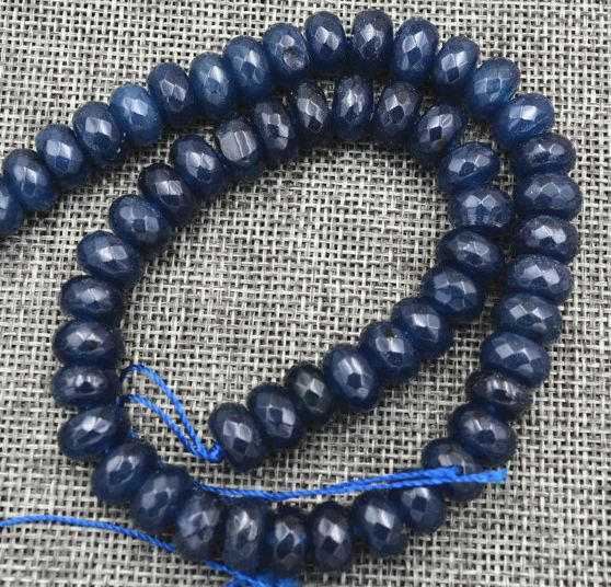 Natural 8X5mm Faceted DARK Blue Sapphire Abacus Gems Loose Beads 15''AAA 