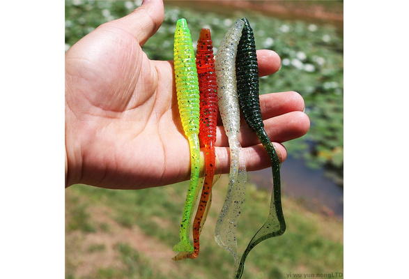 7g/12pcs Fishing Lure Bait Bass Soft Plastic Worm Lures Baits for  Saltwater/Freshwater Fishing 18cm/7in