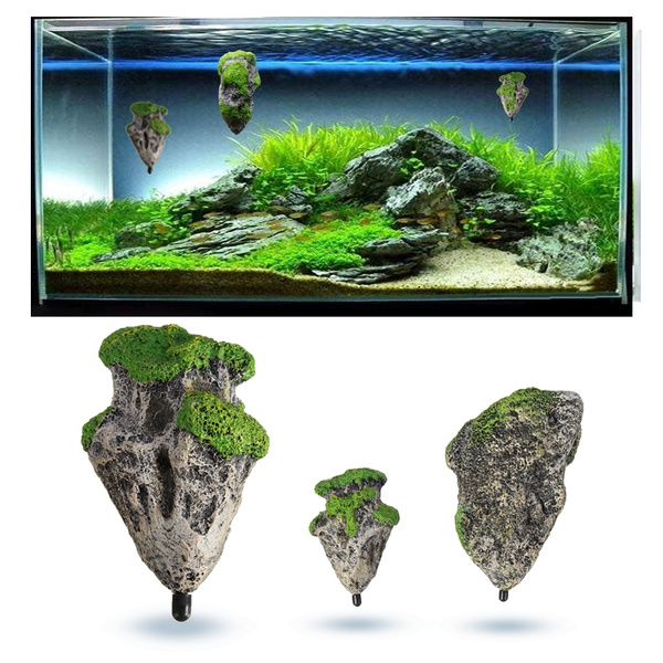 Blijkbaar Silicium bladzijde Aquarium Ornament Floating Rock Suspension Levitation Stone with Suction  Cup Fish Tank Ornament Aquarium Decoration Landscape | Wish