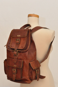 Laptop Backpack, brown, leather backpack bags, genuine leather bag.