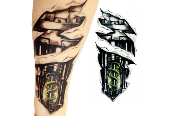 punk creative Waterproof 3D Tattoo Large Arm Tattoos Stickers Mechanical  Temporary Fake Transport Tattoo | Wish