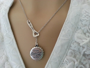 Coke Bottle Cap and Opener Necklace，Coca Cola Pendant，Bottle Cap Necklace，Retro Jewelry