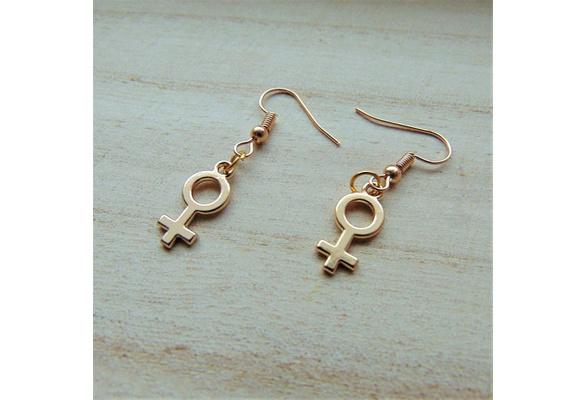 female gender symbol earrings