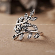 Sterling, fashionjewelryring, Engagement Wedding Ring Set, leaf
