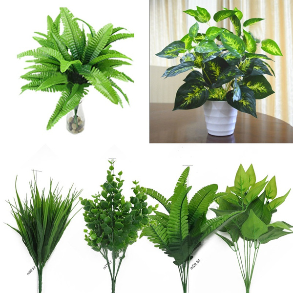 Artificial Plants Fake Leaf Foliage Bush Indoor Outdoor Home Garden Office Decor