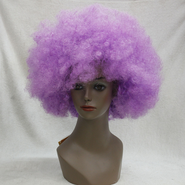 2016 PURPLE CURLY AFRO WIG CIRCUS CLOWN UNISEX FANCY DRESS FOOTBALL SPORT WIG