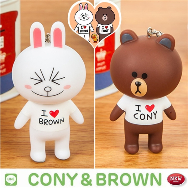 1 2 Pcs Hot Cute Line Town Friends Brown Bear Cony Rabbit Bunny Love Heart Couple Pendant Keychain Women Gifts Cxwu Wish