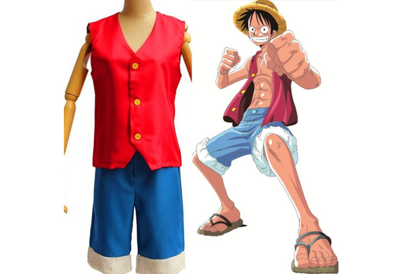 One Piece Cosplay Costume Monkey D Luffy 1st Generation unisex full set  clothes (Vest+Shorts+Hat), roupa do luffy cosplay 