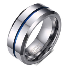 Blues, 8MM, wedding ring, Silver Ring