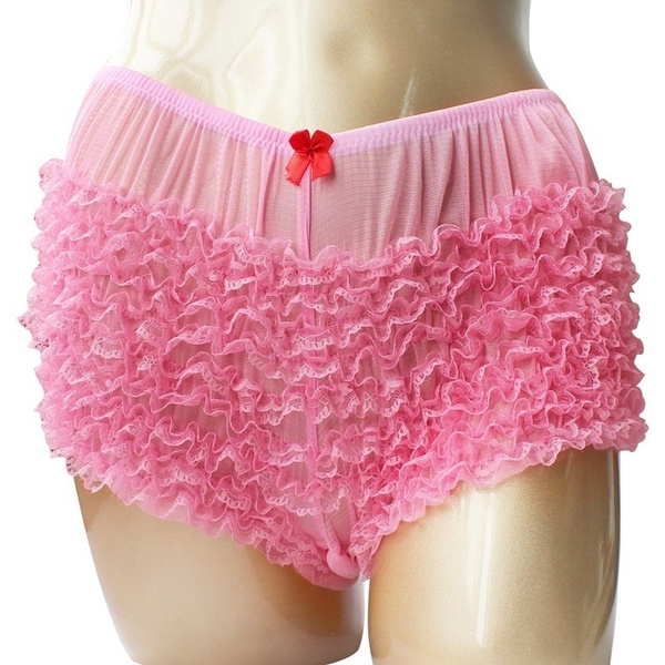 Womens Ruffled Lace Trim Frilly Bloomers Knickers Panties