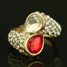 goldplated, Heart, crystal ring, Jewelry