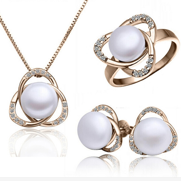 pearl earrings and ring set