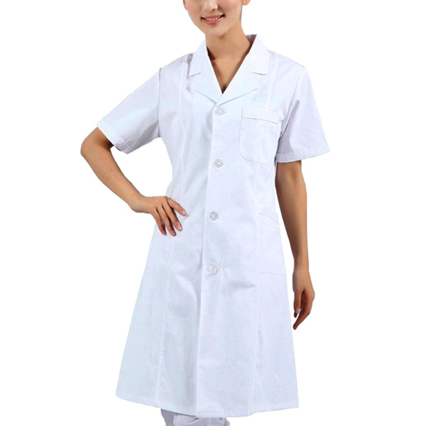 Men Women Long Sleeve White Scrubs Lab Coat Medical Doctors Nurses Work Uniform