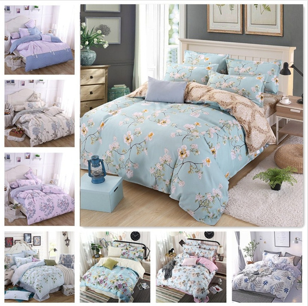 Floral Quilt Doona Duvet Cover Set Single Double Queen King Size Bed Pillow Case