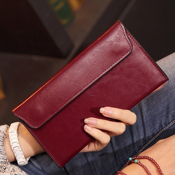 Fashion Women Genuine Leather Wallet Real Cowhide Leather Women Long Wallet  Purses Card Holder Clutch Purse Bag