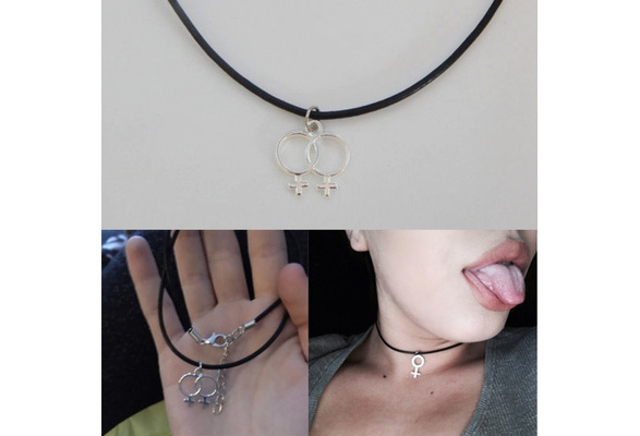 Venus Necklace, Double Venus Symbol Necklace, Charm Choker, Venus Choker,  Lesbian Necklace, Feminist, Feminist Choker, Choker Necklace