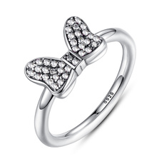 Fashion 925 Sterling Silver Minnie's Sparkling Bow Party Ring With White CZ For Women Original Jewelry  789