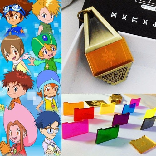 Digimon Adventure Crests Necklace Digital Monster Cosplay Prop Digimon Crest  of Courage Friendship Love Hope Luminous