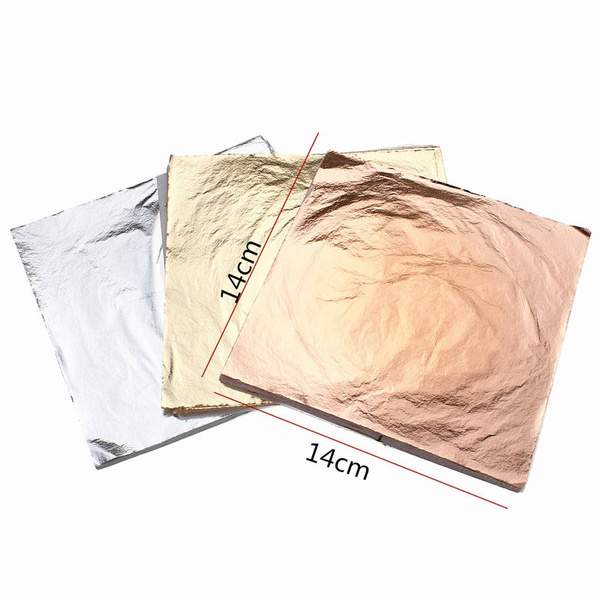 100sheets Imitation Gold Silver Copper Leaf Foil Paper Gilding Art Craft 14x14cm 