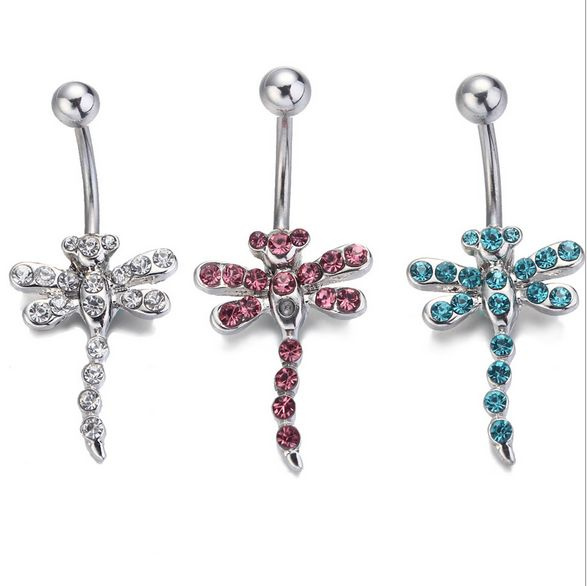 Colorful dragonfly belly button ring | Jewelry Eshop