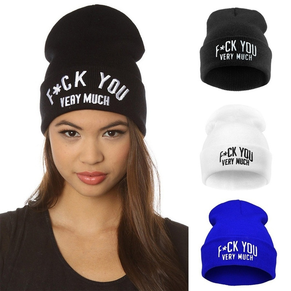 Soft Cotton Women s Funny Letters F UCK YOU Printed Beanies Hats Men Women Hip Hop Cap Hot Knitted Casual Hip Hop Sports Caps