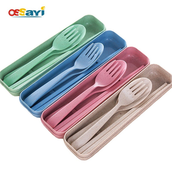 Portable Travel Cutlery Set With Case Cute Camping Fork Spoon