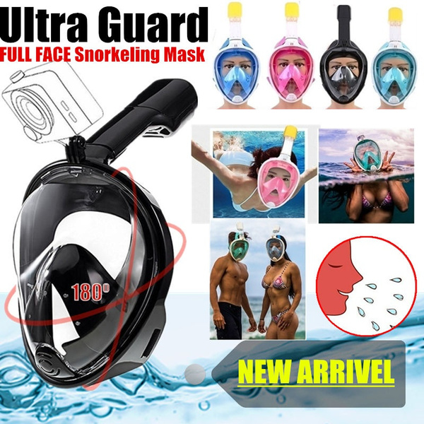 Anti-Fog Swimming Diving Full Face Mask Surface Snorkel Set Scuba Mask for GoPro 