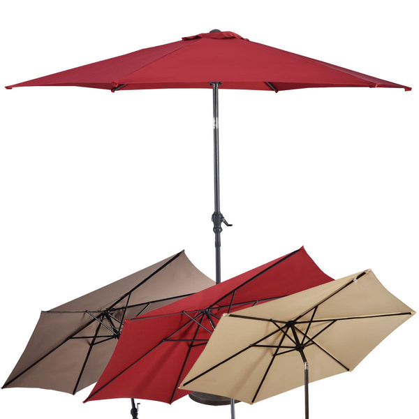 Goplus 10ft Patio Umbrella 6 Ribs Market Steel Tilt W Crank Outdoor Garden Wish