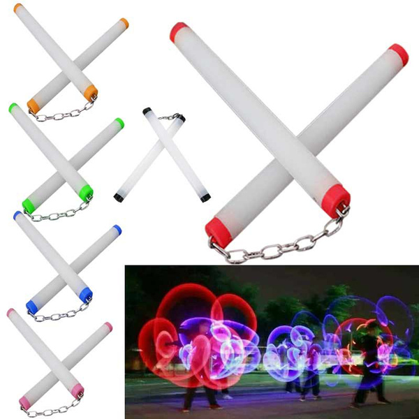 LED Light Nunchakus Glowing Fluorescent Performance Kongfu Sticks Toys Wish