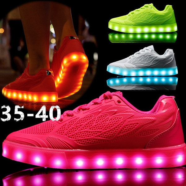 Women's Stars Print Luminous Sneakers Solid Color Lace Low - Temu