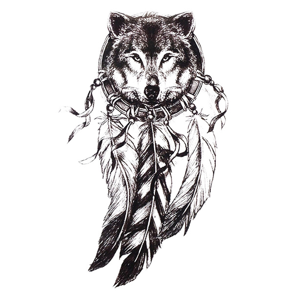 wolf dreamcatcher tattoos for men