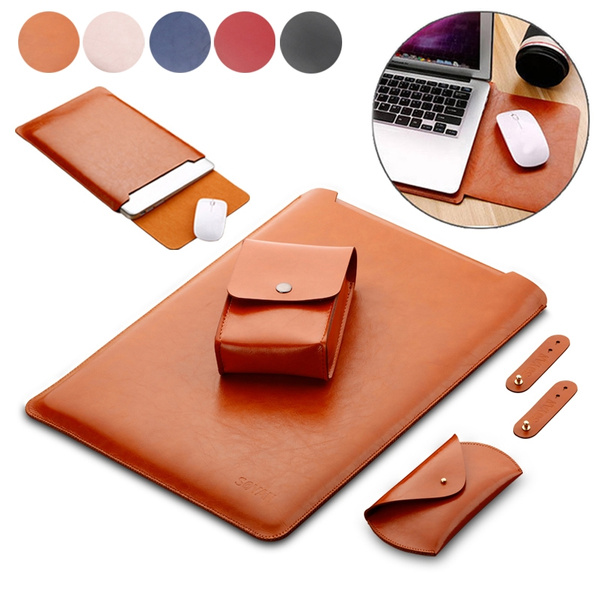 For MacBook Air 11 12 Pro 13 15 Retina Leather Laptop Sleeve Bag Case Cover New 