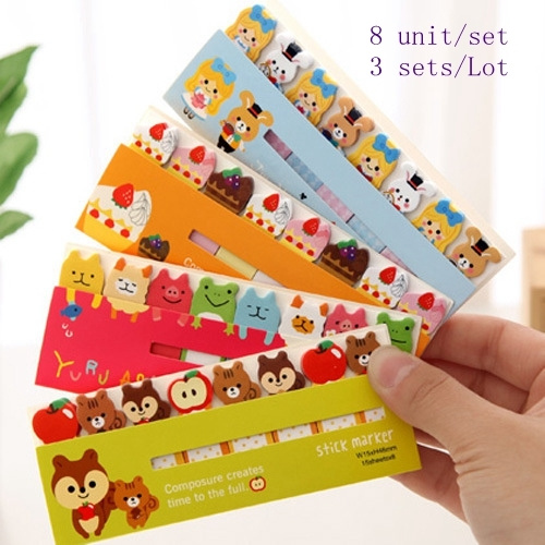 3sets/lot New Stylish Mini Sticker Post It Bookmark Notepad Sticky ...