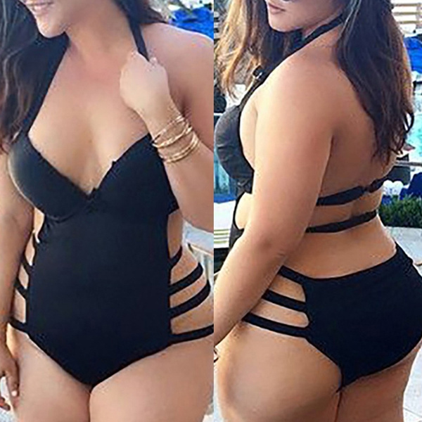 Plus Size XL,XXL,XXXL Bandage Swimwear Bikini Women Halter Swimsuit Push Up  Swimsuits One-Piece Swimwear